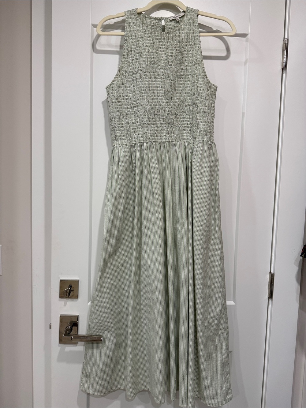 Madewell Light Sage Green Smocked Halter Maxi Dress